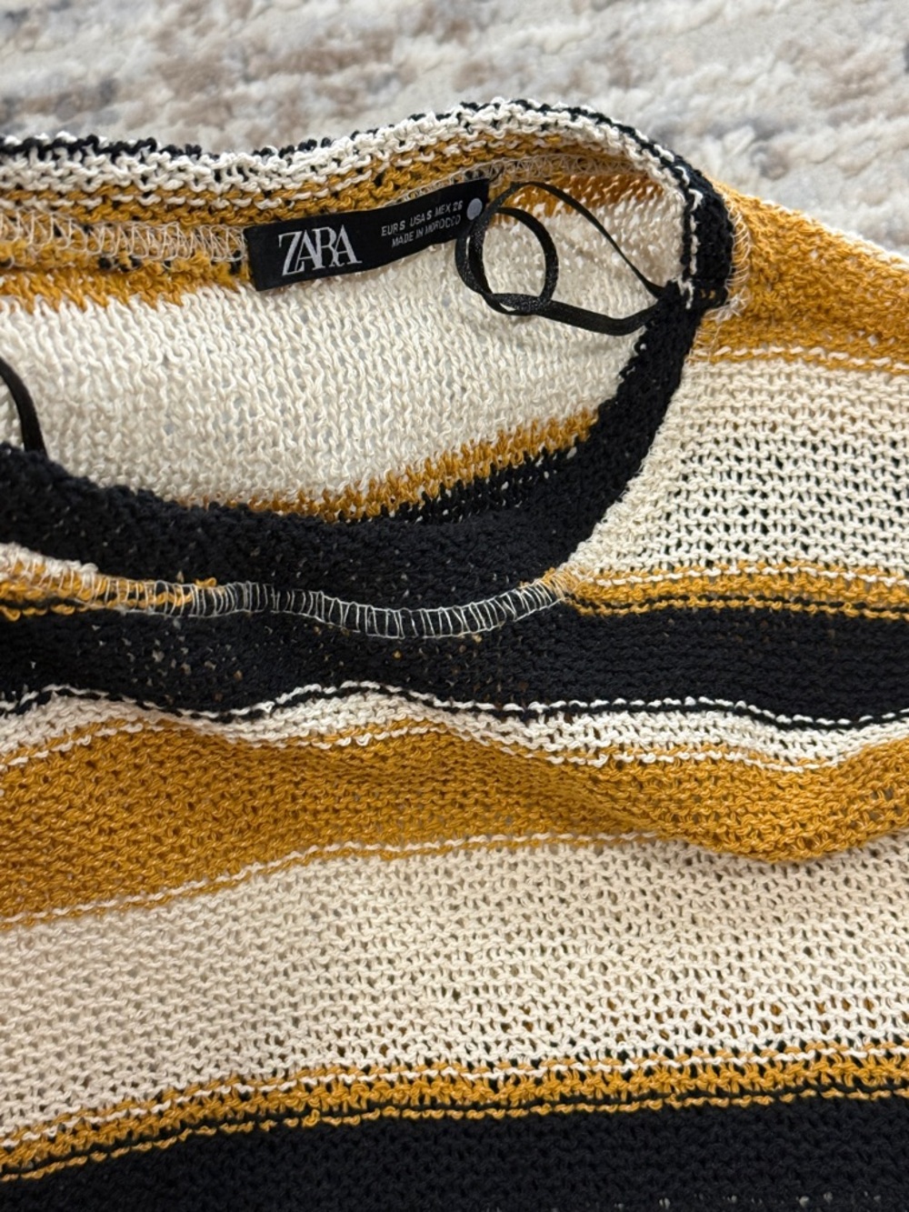 Zara Cream, Mustard & Black Striped Knit Sweater - Picture 4 of 5